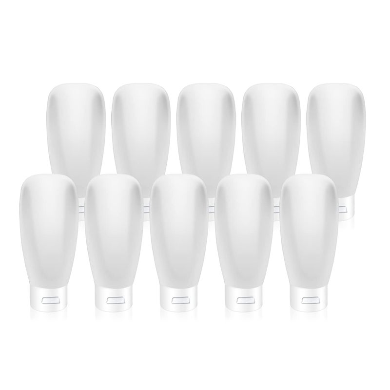 Cositina 10 Pack 60ml/2oz Plastic Squeeze Tubes Travel Bottles Refillable Translucent Frosted Soft Cosmetic Container with Flip Cover for Facial Cleanser Shampoo Conditioner Lotion Toiletries - Image 1